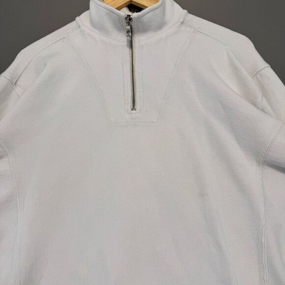 Tommy Bahama 1/4 Zip Pullover Size Large Cotton Blend Preppy White - Picture 2 of 16